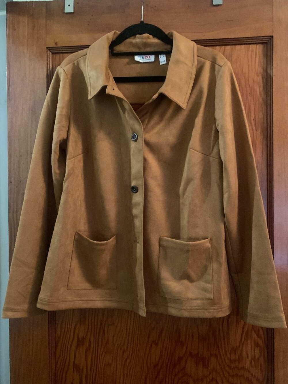 Denim & Co Faux Suede Button Front Shirt Jacket Shacket Small